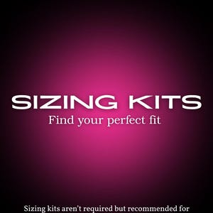 May include: A digital graphic with a black and magenta gradient background. The words "SIZING KITS" are in large white letters, with "Find your perfect fit" below. The text "Sizing kits aren't required but recommended for accurate sizing" is at the bottom.