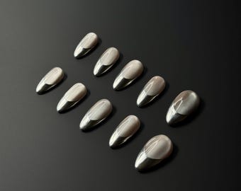 Handbemalte Stahlspitze Press-On-Nägel - Wiederverwendbare, Custom Fit-Nagel-Set
