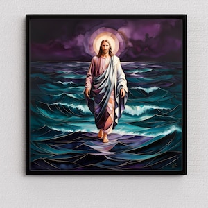 Jesus Walks on Water Art: op geloof gebaseerd christelijk decor (digitale download)