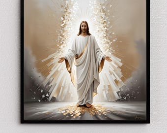 Jesús es la luz del mundo (impresión) – Juan 8:12 Arte bíblico, decoración digital cristiana de pared, versículo bíblico Jesús es la luz del mundo
