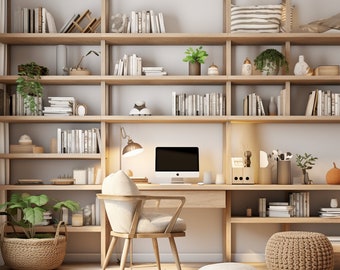 Bookshelf Office| 1 Virtual Background| Zoom, Skype, Google Meet, Webex, etc.