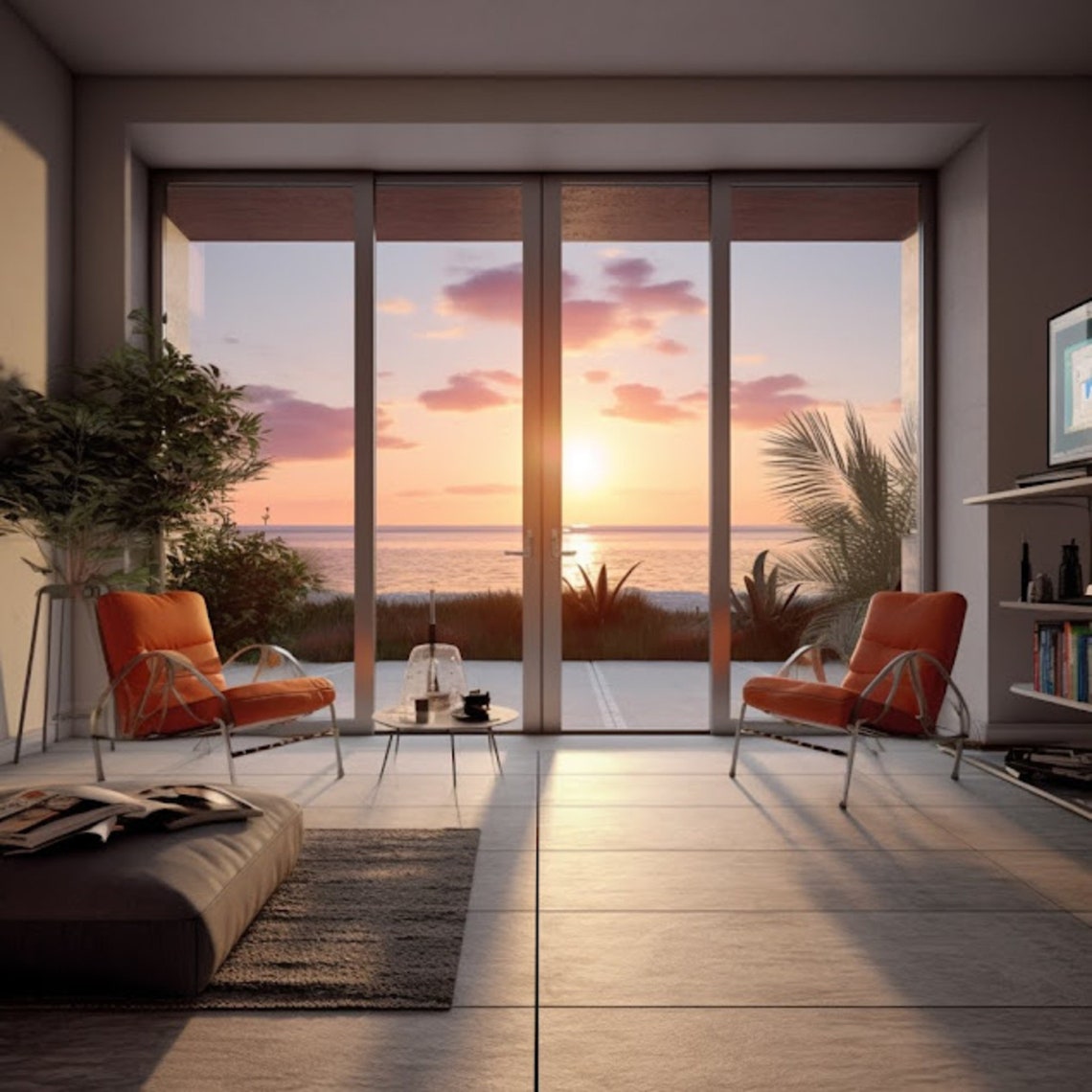 Sunset Paradise Living Room Zoom Backgrounds 9 Count Scenic View Sunset ...