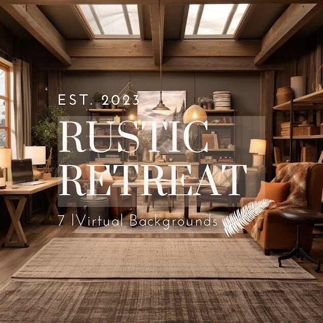 Rustic Retreat| Modern Cabin Virtual Backgrounds| 7 Pack | Zoom, Google Meet, Skype, WebEx, etc.