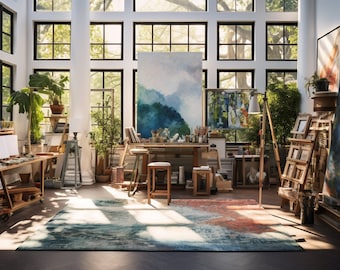 Modern Art Studio Zoom Virtual Background Professional Greenery Cityscape Zoom Skype WebEx Google Meet 7 Pack