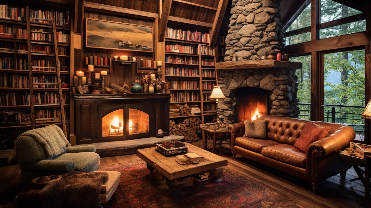 Rustic Library Virtual Backgrounds 11 Pack Zoom Background, Skype ...