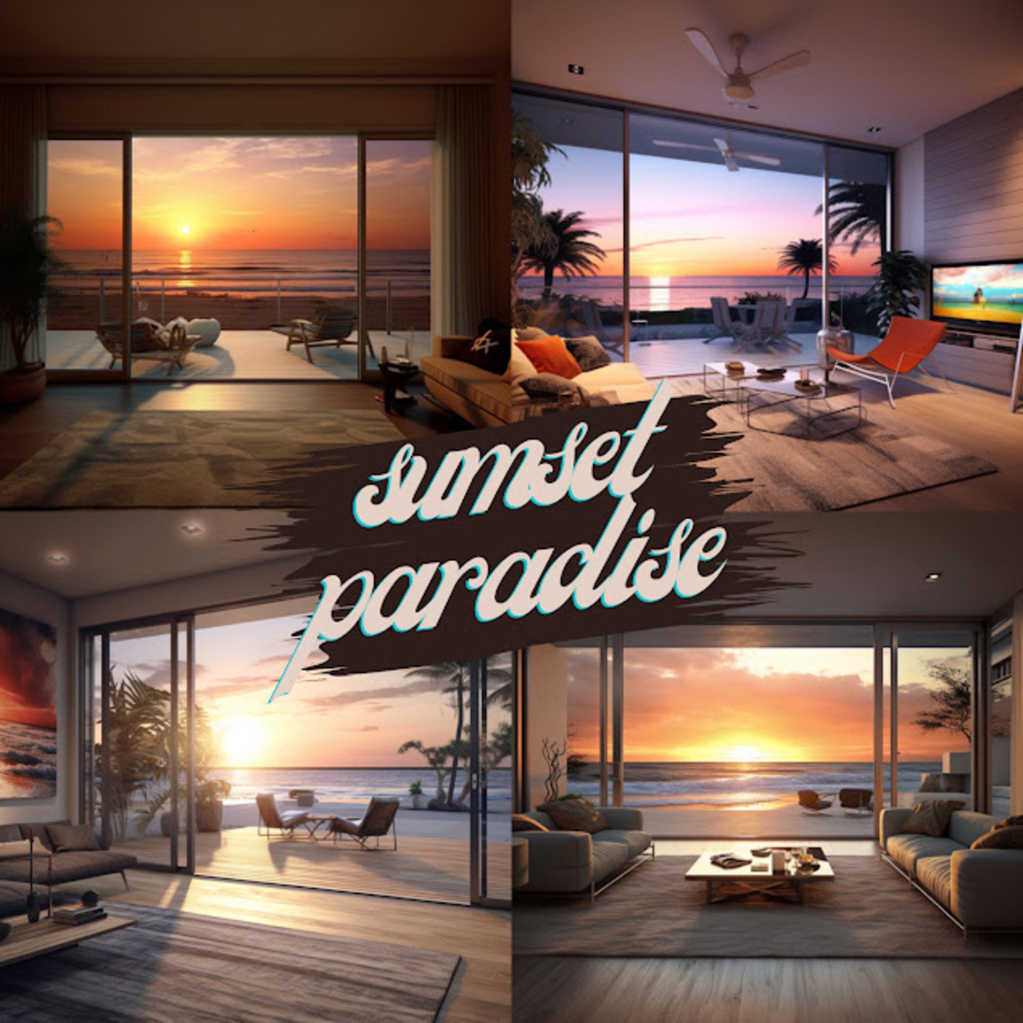 Sunset Paradise Living Room| Zoom Backgrounds |9 Count| Scenic View ...