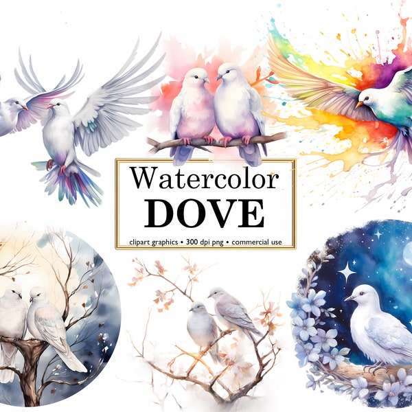 Watercolor Dove Clipart: Peaceful & Serene, Elegant Flight, Soft Pastel Shades, Spiritual Symbolism, HQ PNG