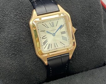 watch Cartier Santos Dumont 18k Rose Gold Silver Dial Quartz Ladies Watch WGSA0022