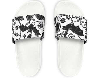 Leuke vleermuis zwart-witte dia-sandalen voor dames