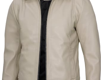Vintage TIMBERLAND Beige Leather Jacket, 90's Genuine Leather Zip