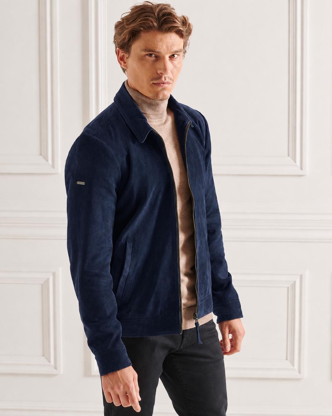 ジャケット・アウター cantate harrington jacket NAVY 44 Men's Brown Goatskin Suede Harrington Jacket | Handmade Genuine