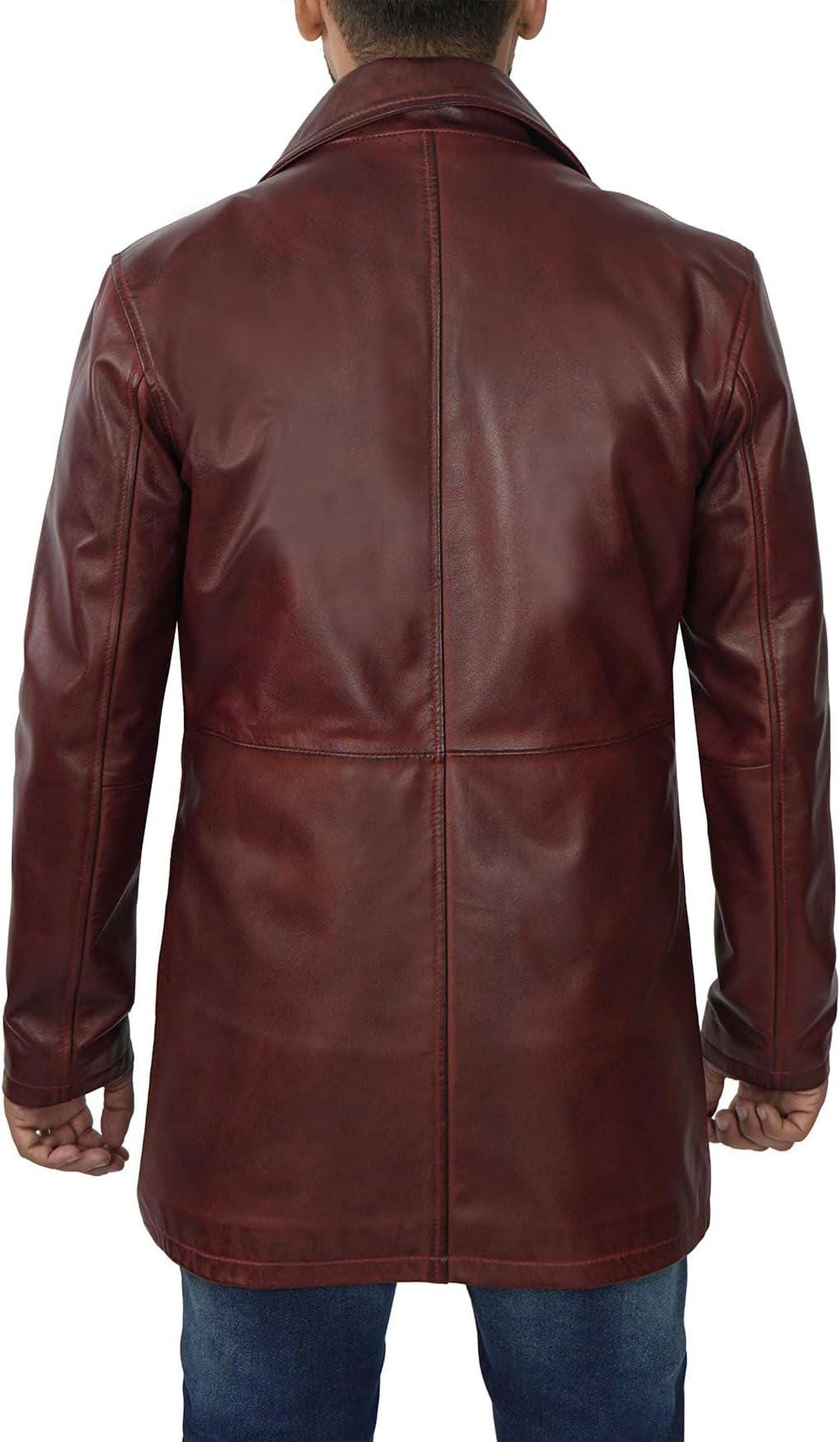 Leather Car Coat, Black Lambskin With Satin Linen Lining - Etsy
