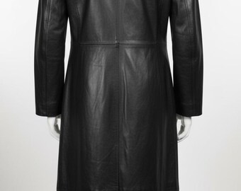 Women's Black Leather Trench Coat | Genuine Lambskin Matrix Long