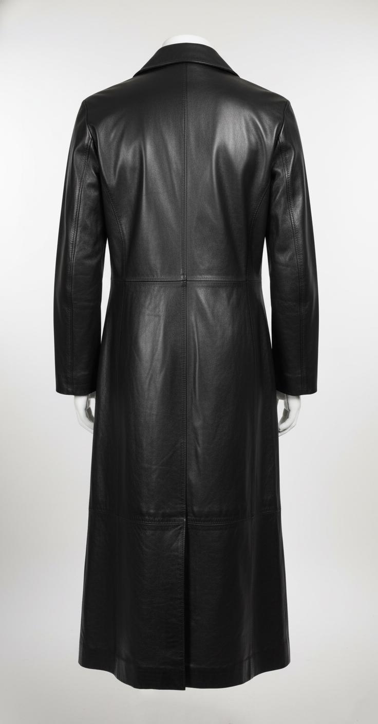 Women's Black Leather Trench Coat | Genuine Lambskin Matrix Long
