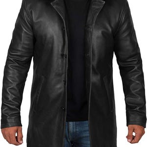 Cappotto in pelle di agnello: giacca nera lunga 3/4