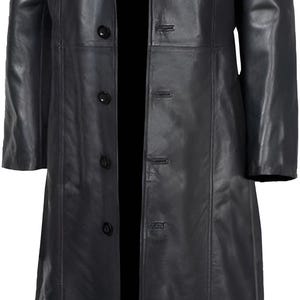 Handmade - Black Leather Trench Coat Men - Gents Sheepskin Black Leather Trench Coat - Original Black Leather Long Body Coat for Men