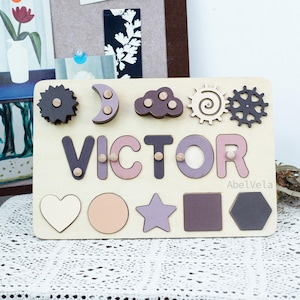 Personalized Puzzle Sensory Activity Wooden Toys Baby Boy Gift Christmas Gift for Kids Unique Birthday Gift,Newborn Boy Gifts Personalized