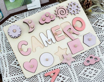Personalized Puzzle Sensory Activity Wooden Toys Baby Boy Gift Christmas Gift for Kids Unique Birthday Gift,Newborn Boy Gifts Personalized