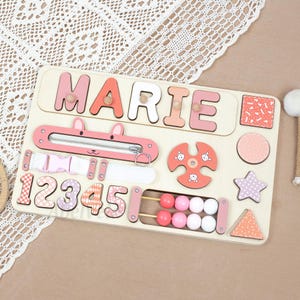 Tableau sensoriel personnalisé pour bébé, tableau d'activités pour petite fille, très grand, petit tableau occupé, tableau occupé 12 mois, mur sensoriel en bois