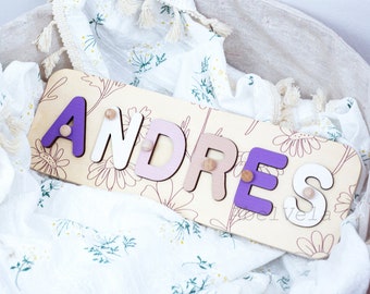Rompecabezas personalizado con nombre y clavos, regalos de primer cumpleaños para niñas y niños, regalos personalizados para bebés, regalos para niños, regalos para baby shower