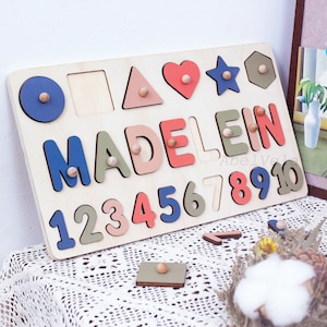 Rompecabezas personalizado con nombre para niño pequeño, tablero de actividades de madera, regalo para el primer cumpleaños, regalos para el primer cumpleaños de bebé niño y niña, decoraciones para guardería