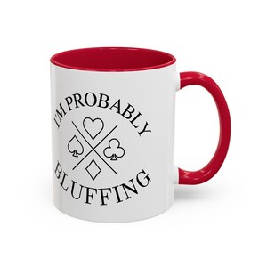 Ich bluffe wahrscheinlich Becher - lustiger bunter Poker Cup - Geschenk für Sie und Ihn, Glücksspieler-Kaffeetasse, Kasino Kartenspiel Humor