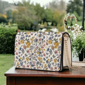 Boho Cottagecore mini messenger bag, Chic Floral Cute Vegan leather handbag, boho purse crossbody shoulder bag, mini shoulder bag, mom gift