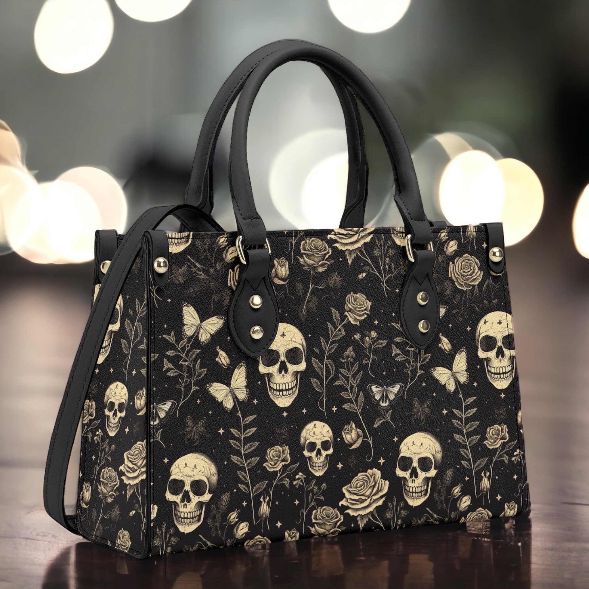 Velvet Party Bag Black Skull