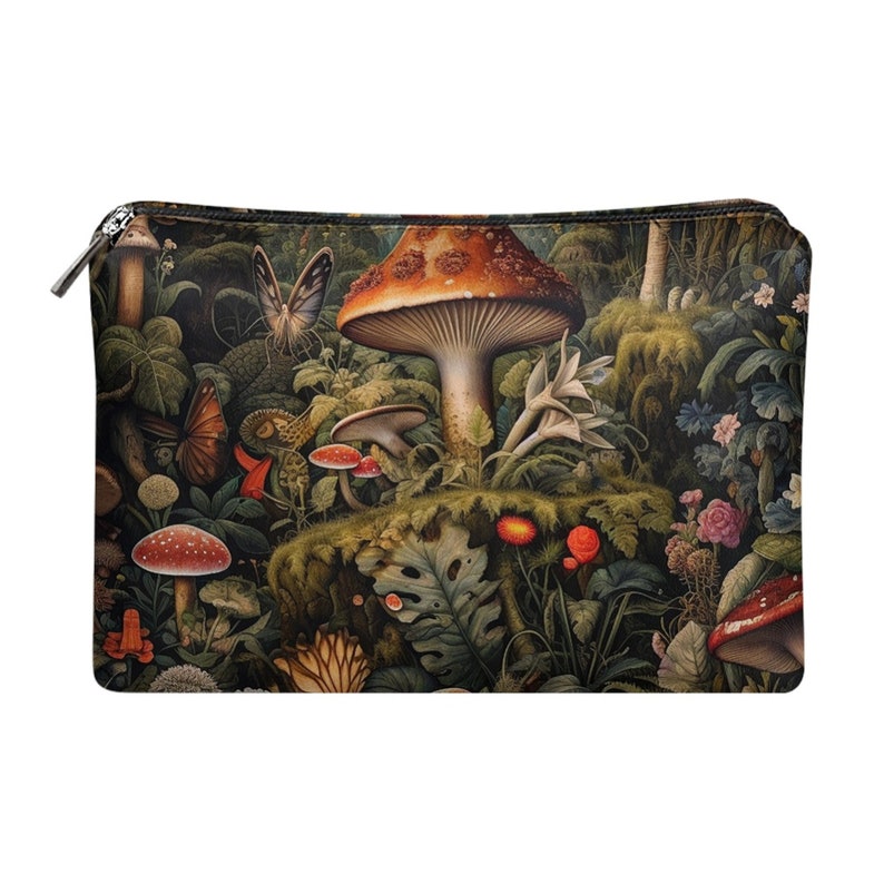 Dark Cottagecore Mushroom forest backpack, whimsical witchy Forager Mini Vegan leather Backpack, Cute Nature lover back to school day pack image 7