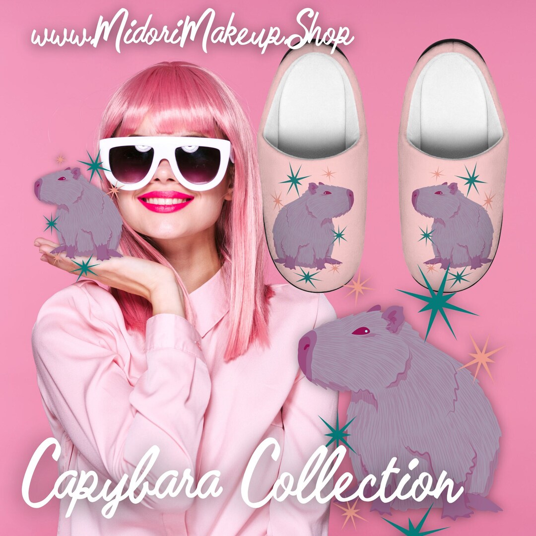Retro Pink Capybara Slippers, Mid Mod Mom Girlfriend Spa Bestie Gift ...
