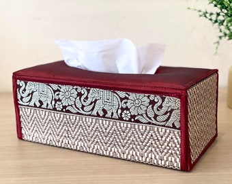 Woven Reed Tissue Box Cover, Rectangle Wicker Tissue Box Holder, Rectangular Tissue Box Cover Foldable, Gift For Her