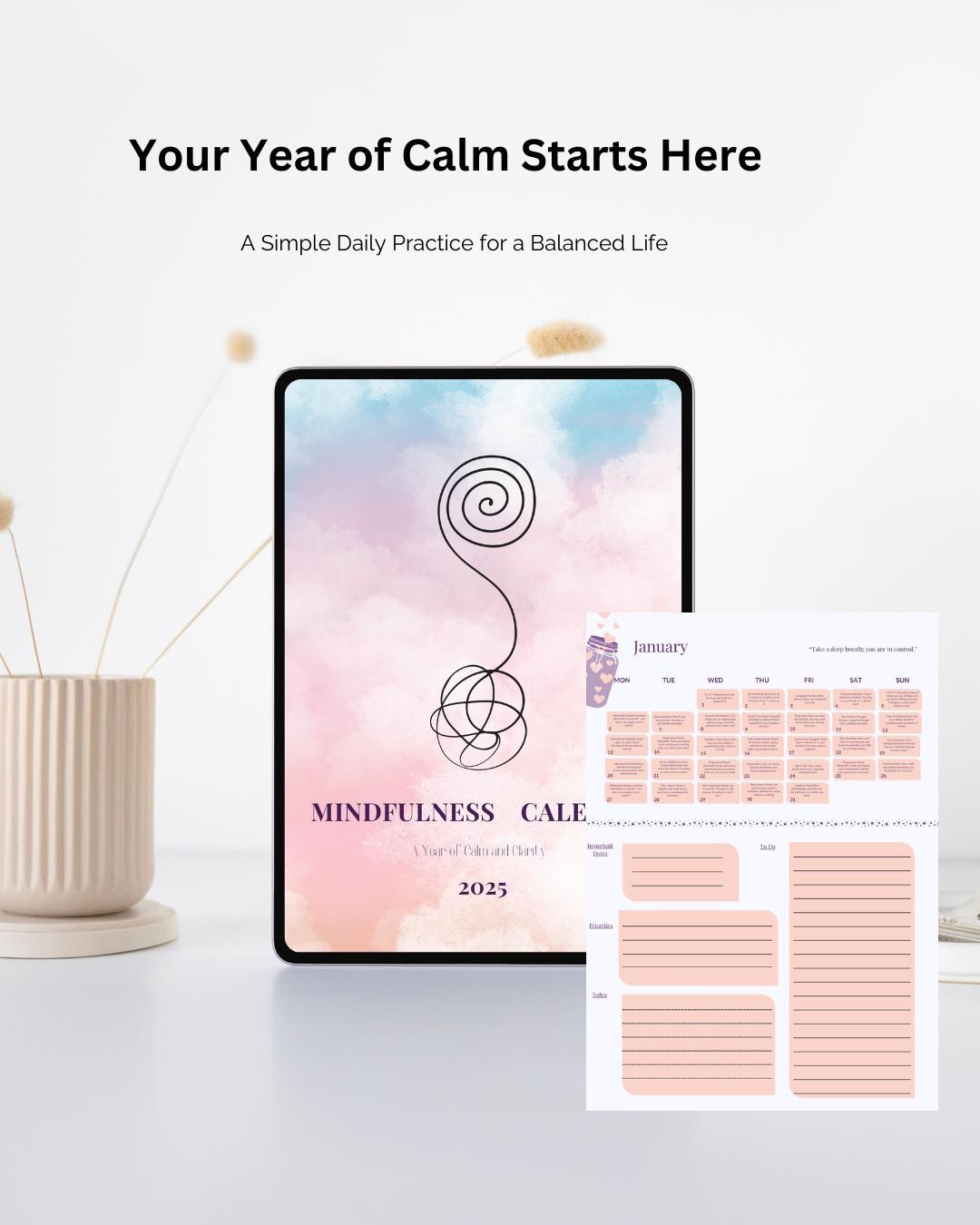 Embrace Calm: 2025 Printable Wellness Calendar for Daily Mental Health ...