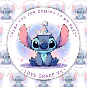 Personalised Stickers| Birthday| Stitch Angel| For Her| For Him| Son| Daughter| Party Bags| Sweet Cones