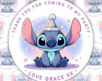 Personalised Stickers| Birthday| Stitch Angel| For Her| For Him| Son| Daughter| Party Bags| Sweet Cones