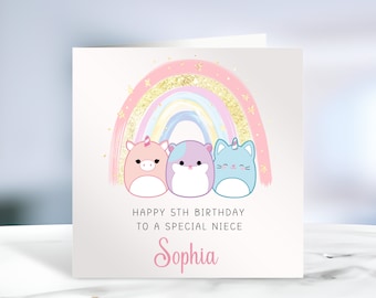 Personalised Birthday Card| Squish| Mallow| Pastel Rainbow| For Her| Daughter| Sister| Niece| Granddaughter|