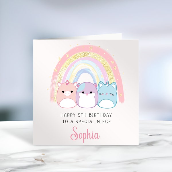 Personalised Birthday Card| Squish| Mallow| Pastel Rainbow| For Her| Daughter| Sister| Niece| Granddaughter|