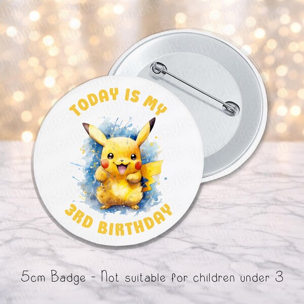 Poke Themed Badge, Birthday, Personalised, For Her, For Him, Daughter, Sister, Brother, Son