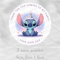 Personalised Stickers| Birthday| Stitch Angel| For Her| For Him| Son| Daughter| Party Bags| Sweet Cones