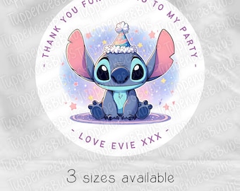 Personalised Stickers| Birthday| Stitch Angel| For Her| For Him| Son| Daughter| Party Bags| Sweet Cones
