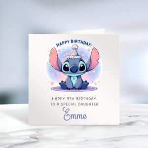 Personalised Birthday Card| Stitch| Angel| For Her| Daughter| Niece| Sister| Granddaughter| Friend