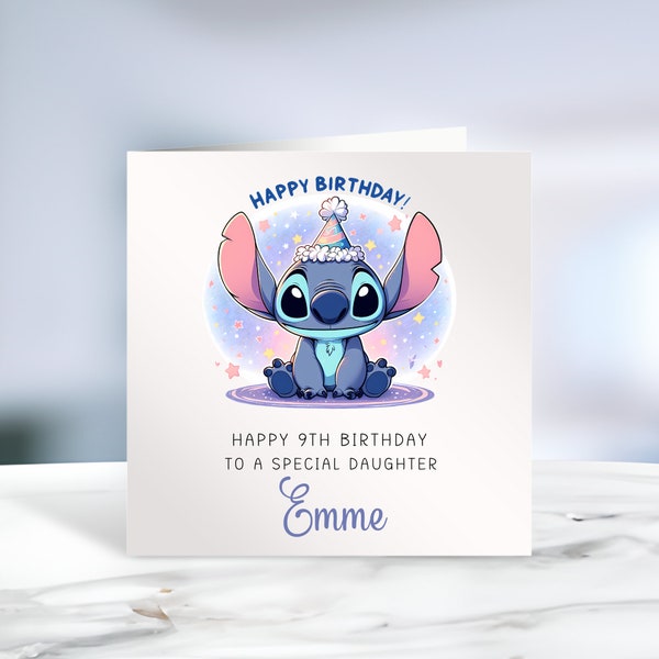 Personalised Birthday Card| Stitch| Angel| For Her| Daughter| Niece| Sister| Granddaughter| Friend