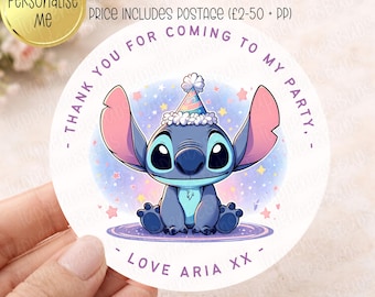 Stitch Themed, Party Stickers, Birthday, Sweet Cones, Party Bags, Personalised