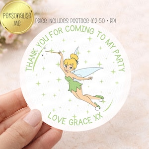 Tinker Inspired Birthday Stickers - For Her - Daughter - Party Bags - Boxes - Sweet Cones - Personalised