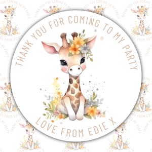 Giraffe Birthday Party Sticker| Party Bags| Sweet Cones| Personalised| For Her| For Him| Daughter| Son
