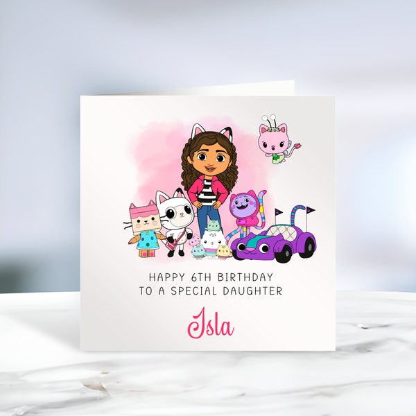 Personalised Birthday Card| For Her| Dollhouse| Daughter| Sister| Granddaughter| Niece| Son| Gabby| Watercolour| Friend|