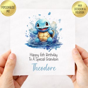 Poke Themed Birthday Card, Personalised, Yellow, Son, Brother, Grandson image 3
