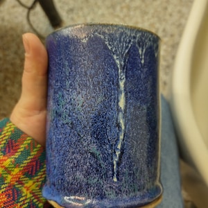 Blue ceramic planter or handleless mug (food safe glazes)