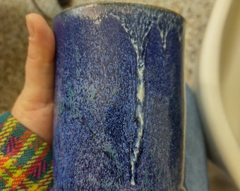 Blue ceramic planter or handleless mug (food safe glazes)