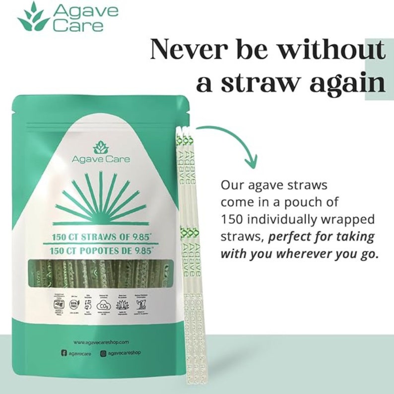 Agave Care Sustainable Agave Straws 9.85 Natural Etsy