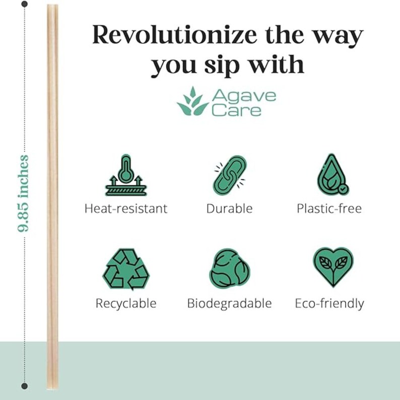 Agave Care Sustainable Agave Straws 9.85 Natural Etsy